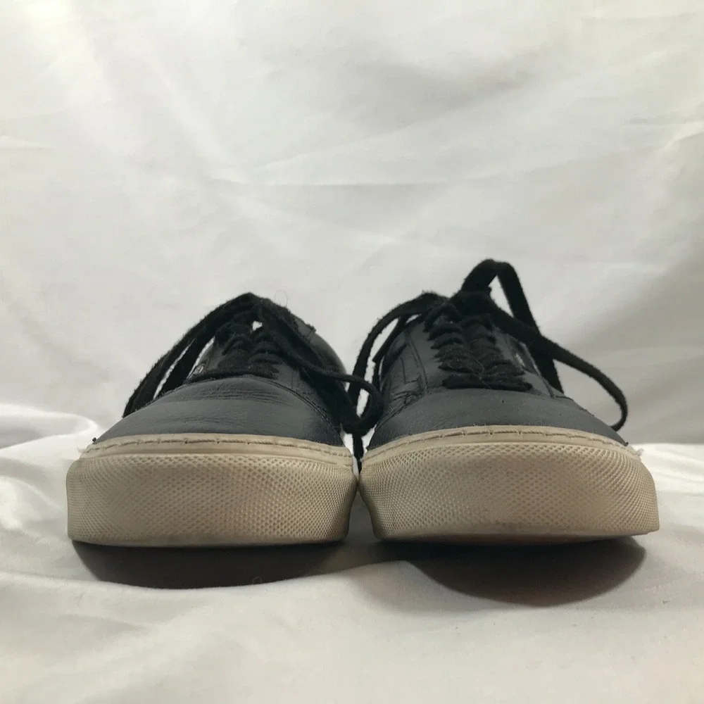 VANS Off The Wall Old Skool Lux Black Leather Lace Up Shoes‎ Mens 6.5 Womens 8